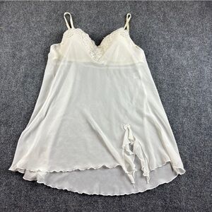 LINEA DONATELLO Lace/Sparkle embellished Chiffon Babydoll Chemise Ivory size: 1X